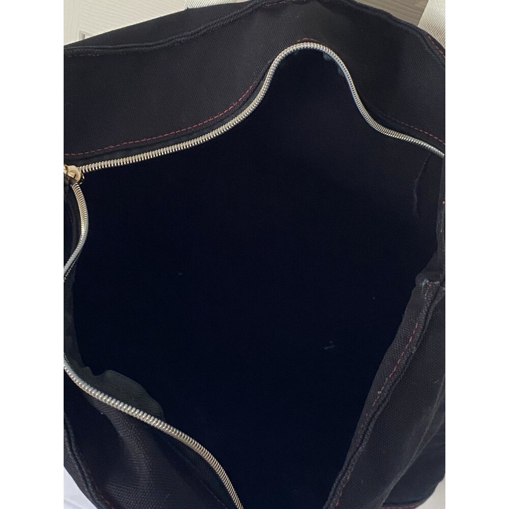 Victoria's Secret Black Canvas Tote Bag 17x16x6 Zip Closure w/ Handles - Picture 5 of 8